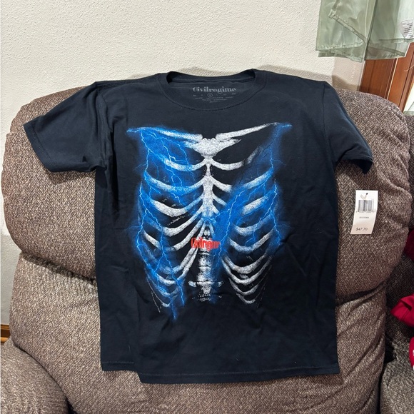 Civilregime Other - Black and Blue Graphic Skeleton Tee